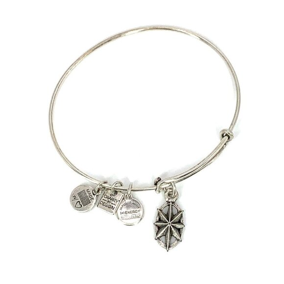 Alex and Ani Compass Charm Bracelet Silver Finish - Expands 2"- 3.5" - Picture 1 of 2